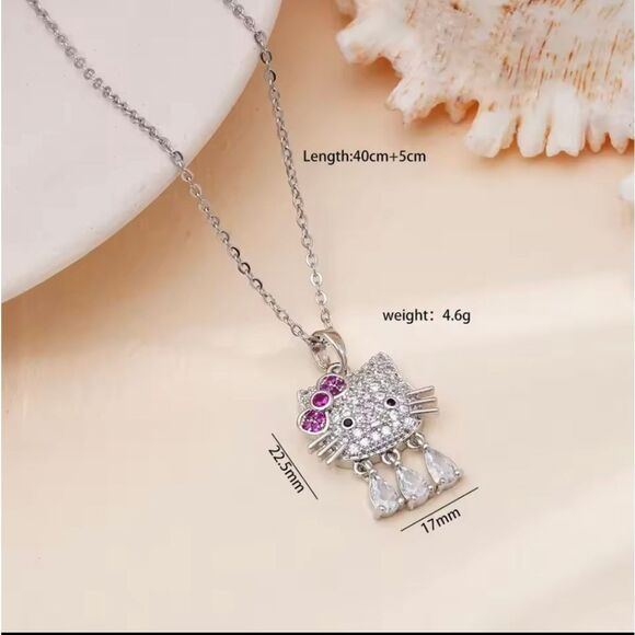 Hello Kitty Silver Rhinestone Necklace - Picture 2 of 2